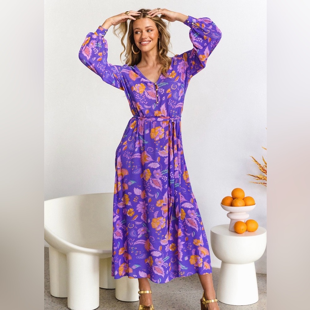 THE NINE LIVES BAZAAR MARGOT IRIS MIDI DRESS NWT size 12 US!